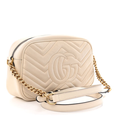 Gucci Calfskin Matelasse Small GG Marmont Chain Shoulder Bag White 3 of 15