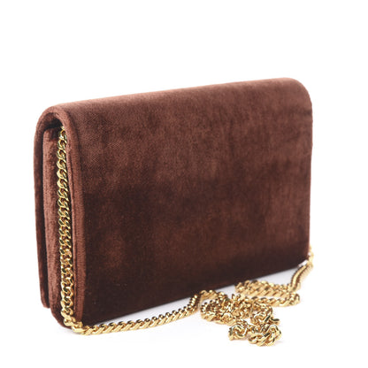 Saint Laurent Textured Velour Monogram Chain Wallet Red Clay 2 of 9
