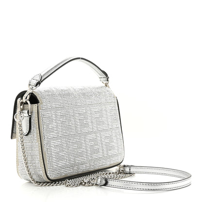 Fendi Crystal Vitello Laminato FF Mini Baguette Crystal Argento 3 of 10