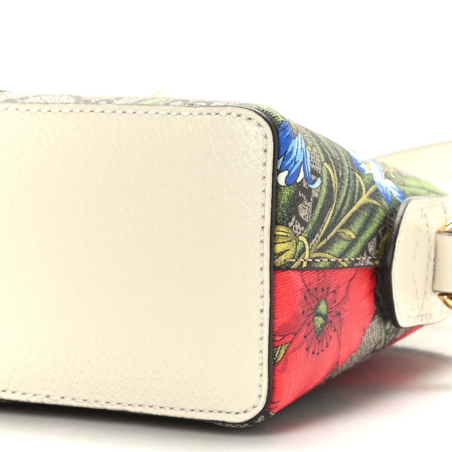 GG Supreme Monogram Flora Web GG Small Ophidia Dome Shoulder Bag White