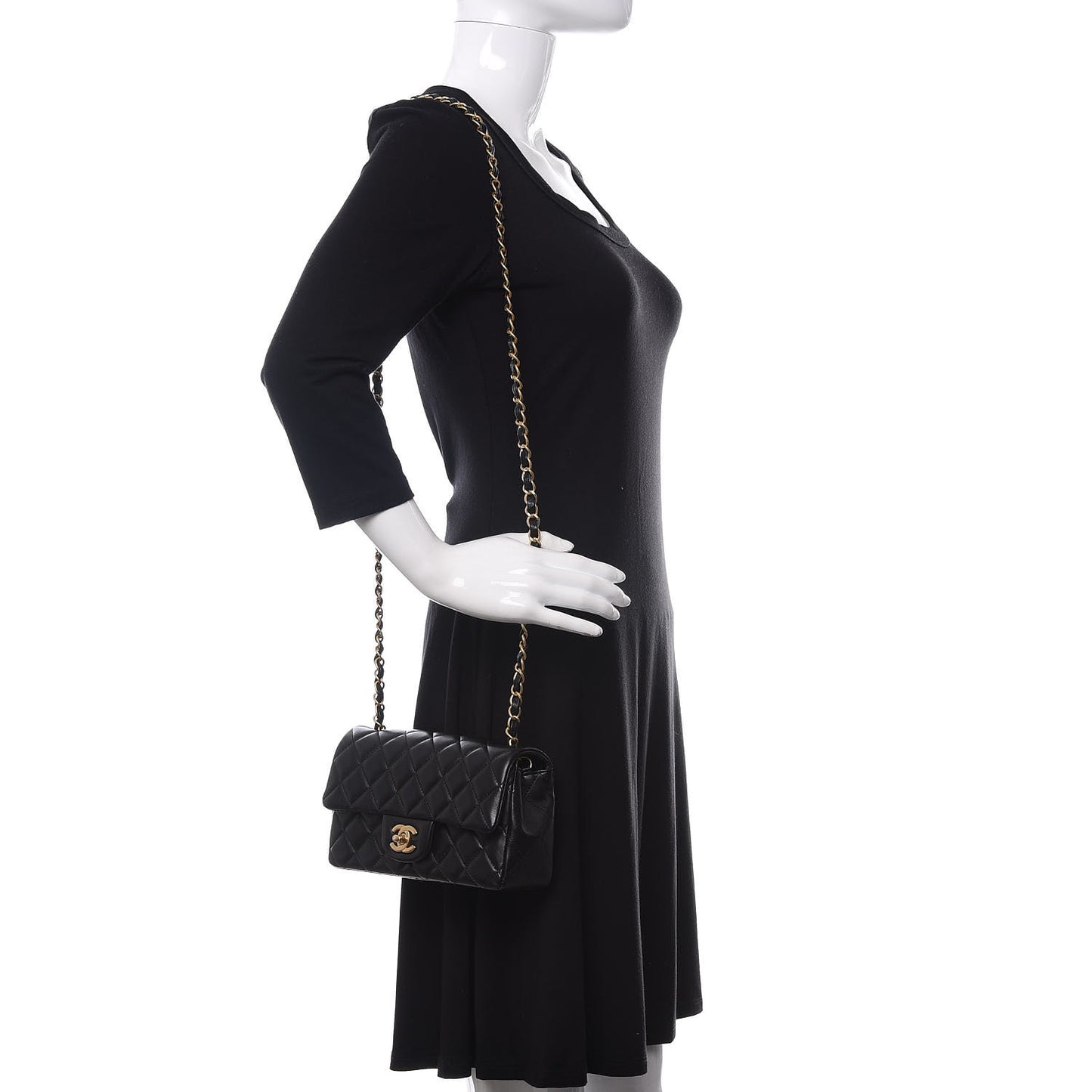 Lambskin Quilted Mini Rectangular Flap Black