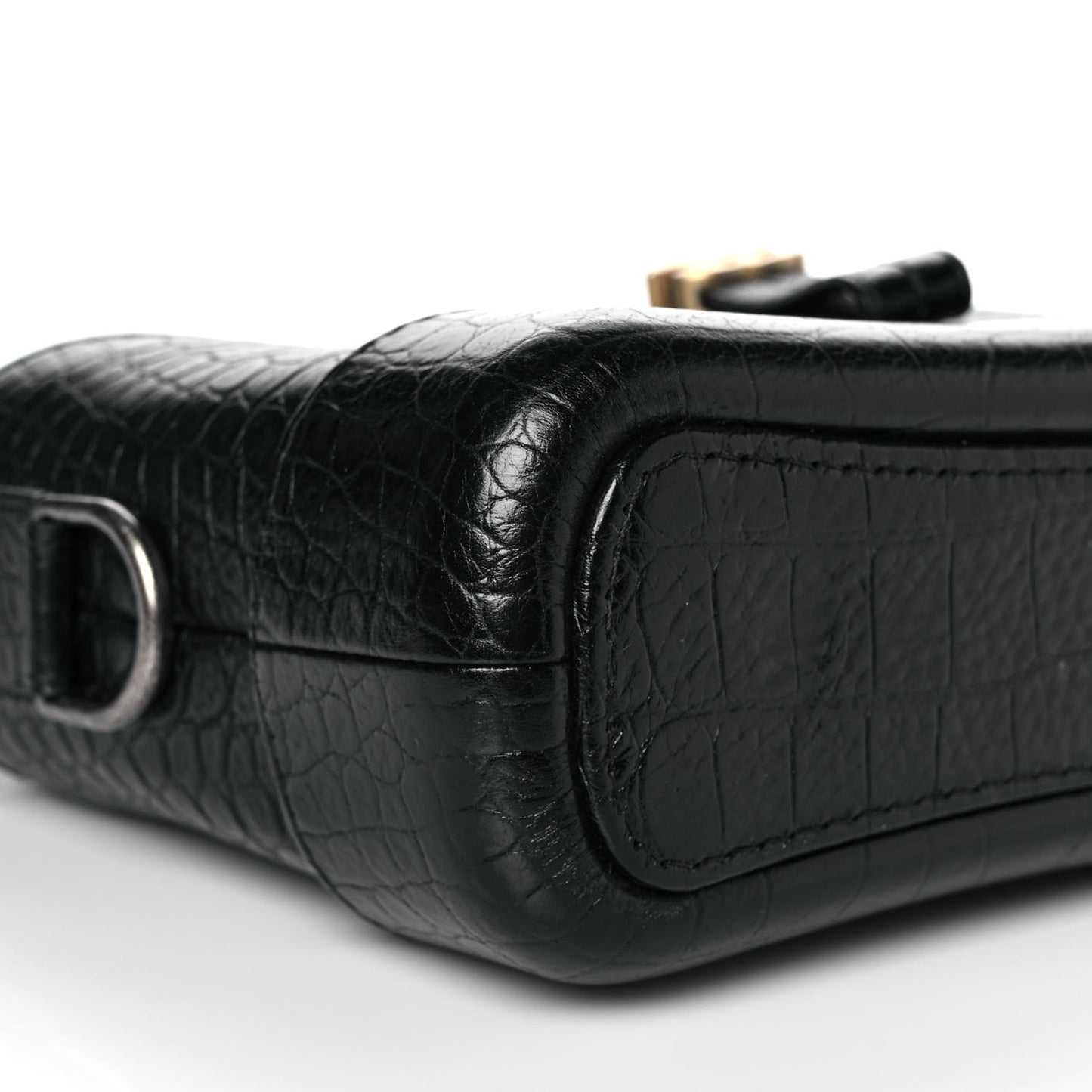 Calfskin Crocodile Embossed Small Gabrielle Cocodile Hobo Black