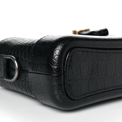 Chanel Calfskin Crocodile Embossed Small Gabrielle Cocodile Hobo Black 8 of 10