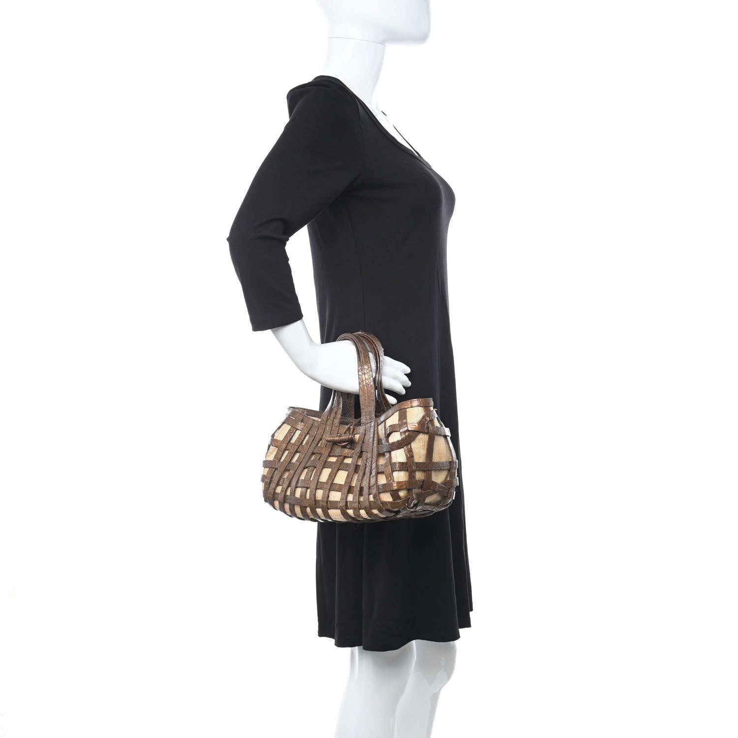 Nancy Gonzalez Crocodile Woven Tote Chocolate 2 of 12