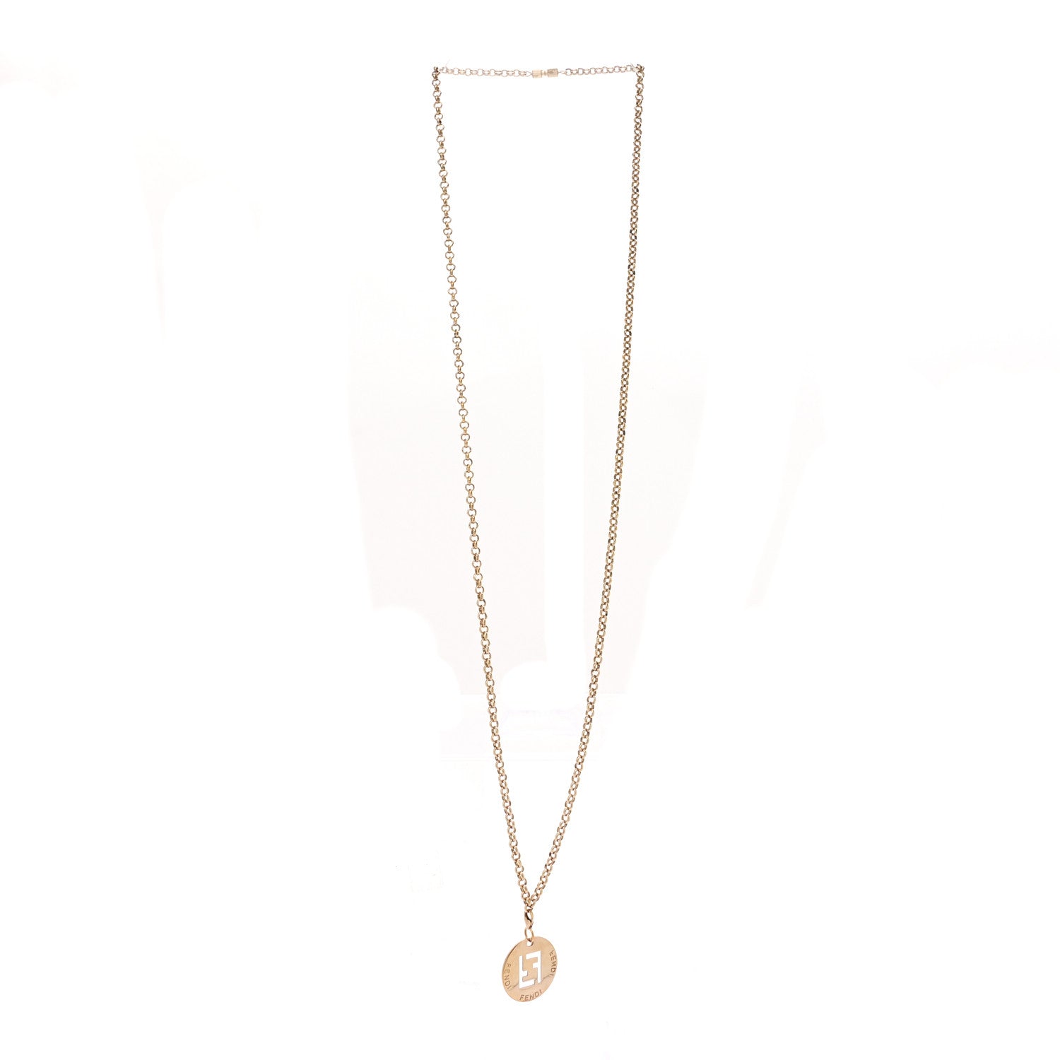 Fendi Metal FF Cutout Necklace Gold 3 of 6