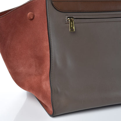 Celine Calfskin Suede Large Tri-Color Trapeze Terracotta 10 of 11