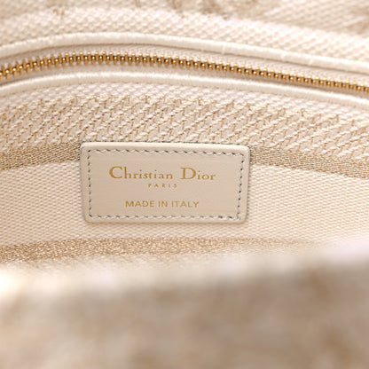 Christian Dior Canvas Around The World Stella Embroidered Medium Lady D-Lite White Gold 6 of 8