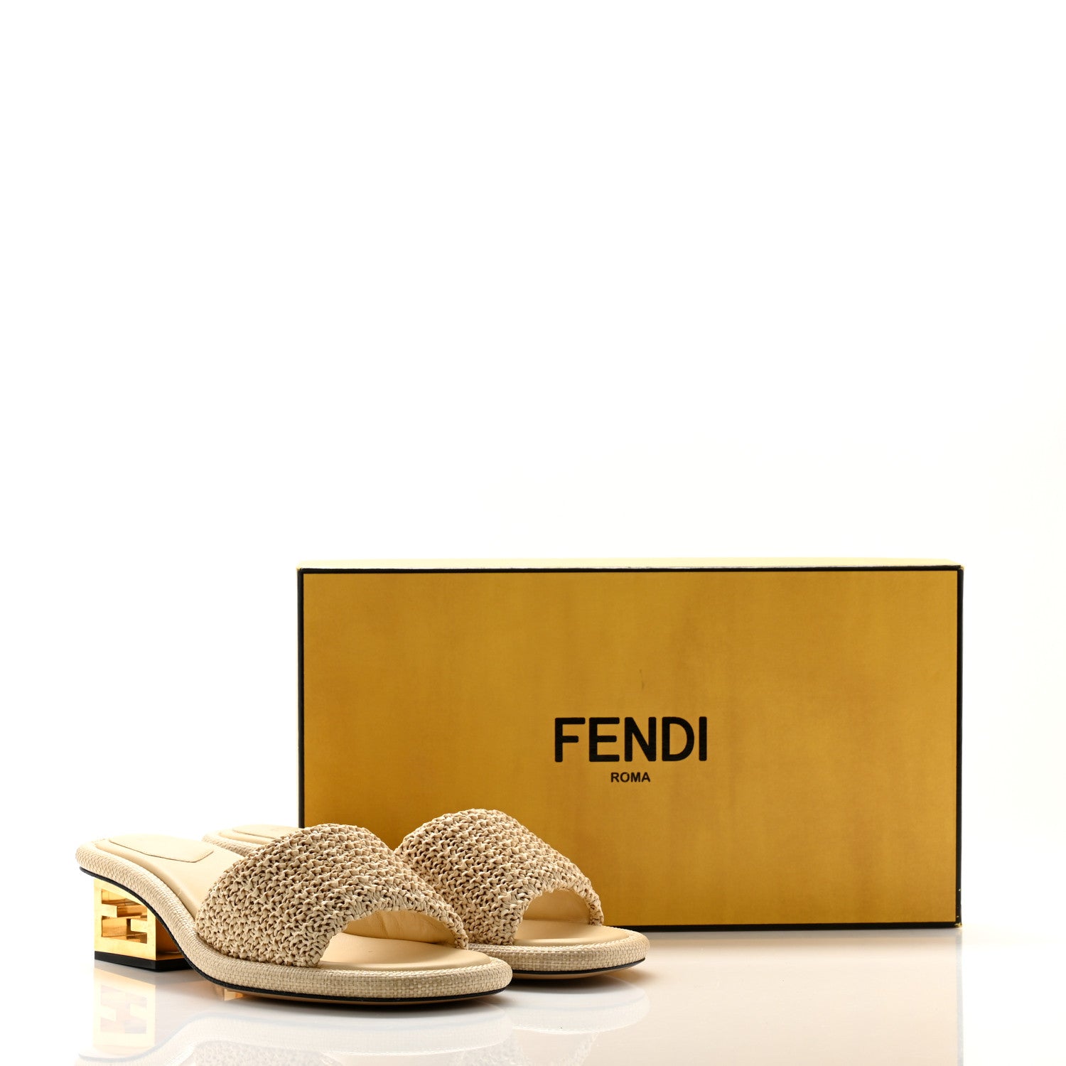 Fendi Raffia Intreccio Baguette 60mm Slide Sandals 38 Paglia 8 of 8