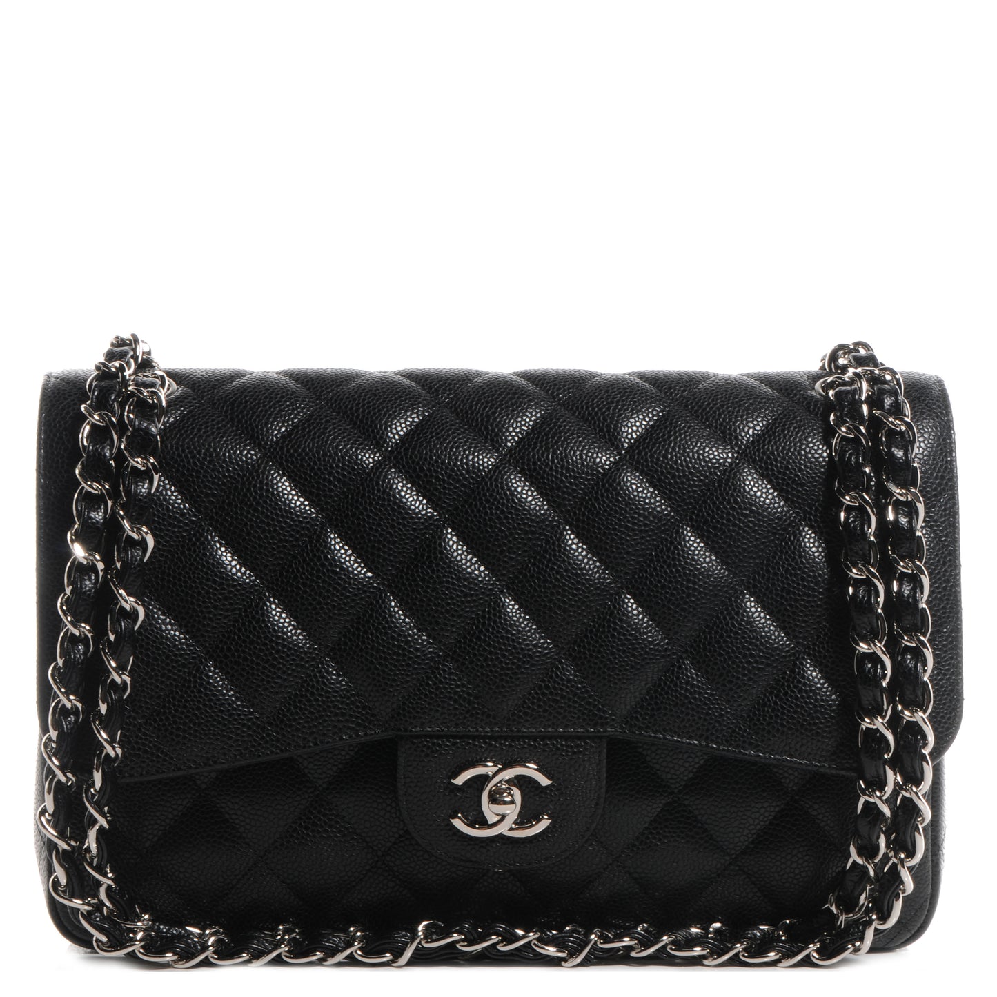 Caviar Quilted Jumbo Double Flap Black