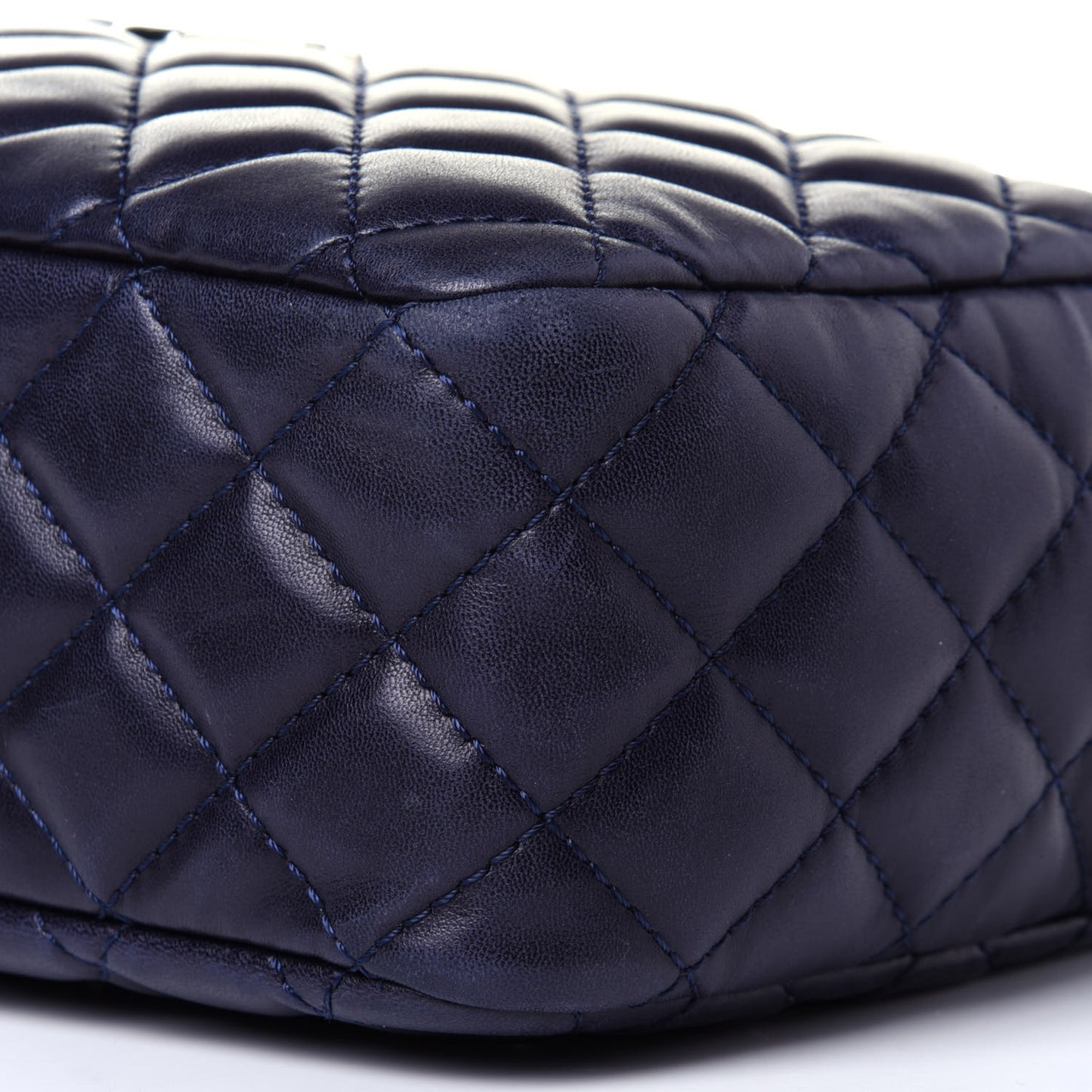 Lambskin Quilted Medium Camera Case Dark Navy Blue