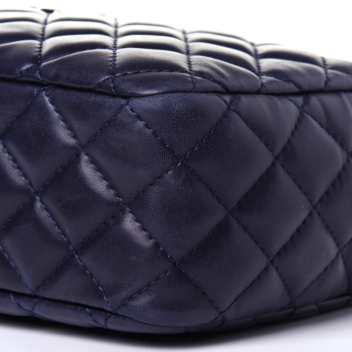 Chanel Lambskin Quilted Medium Camera Case Dark Navy Blue 9 of 11