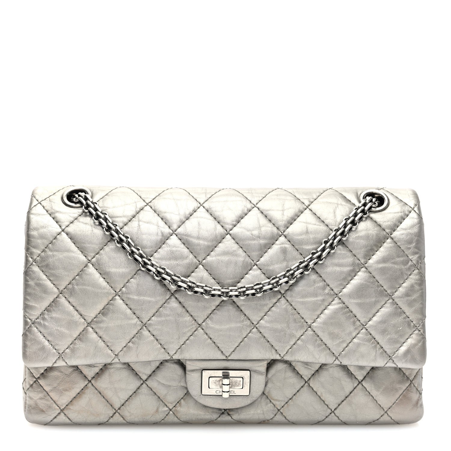 Chanel Metallic Aged Calfskin Quilted 2.55 Reissue 226 Flap Silver 1 of 10