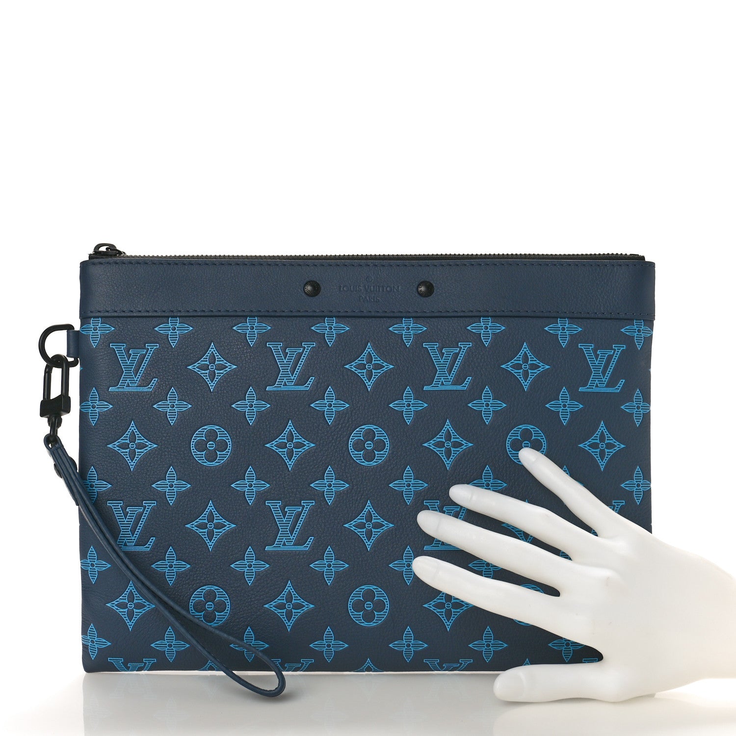 Louis Vuitton Monogram Shadow Pochette To-Go Navy River Blue 2 of 9