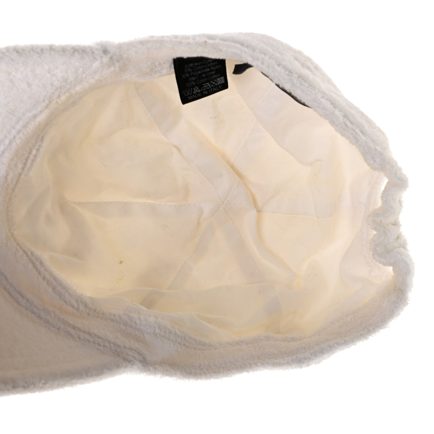 Terry Cotton Chain Embellished CC Heart Cap Hat L White