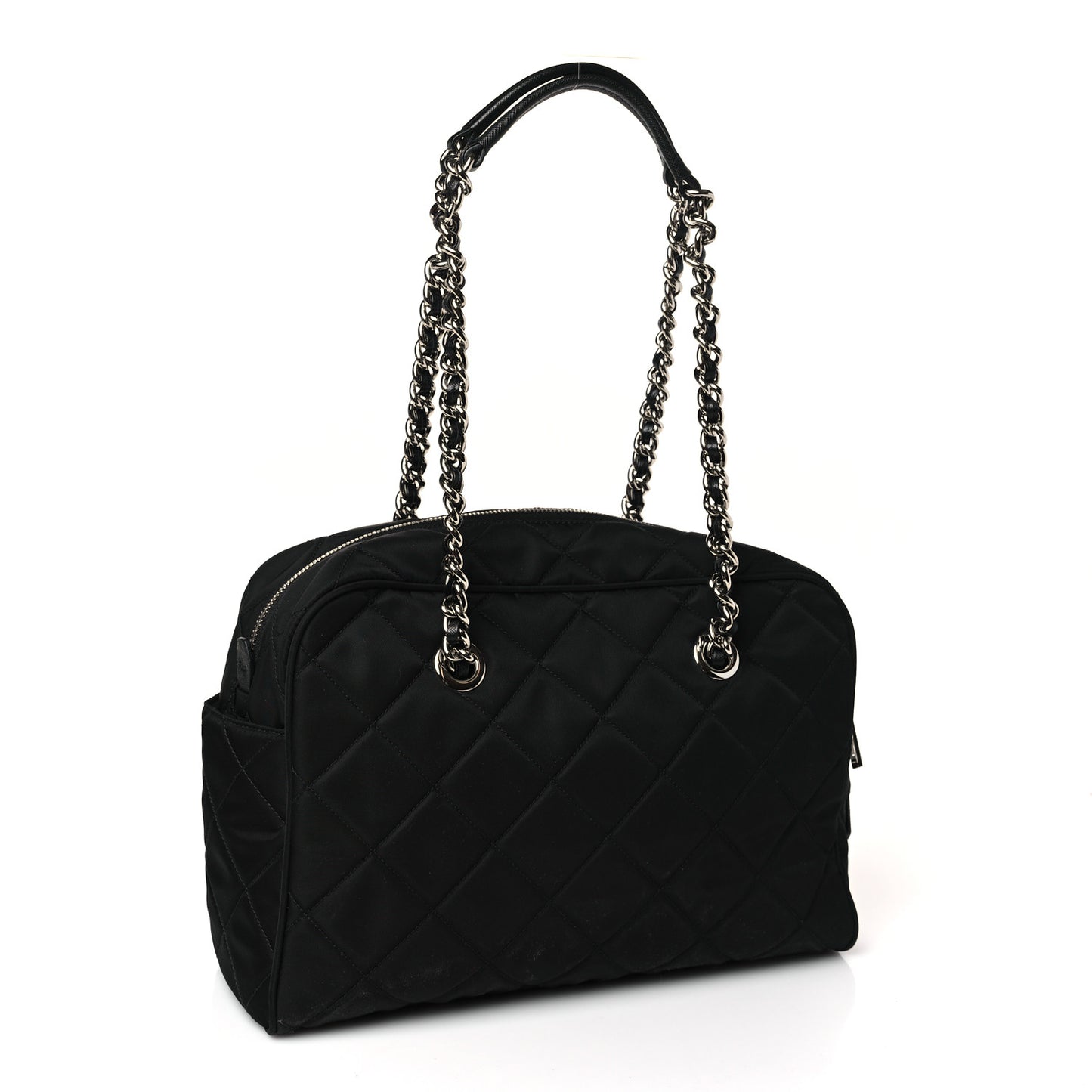 Nylon Tessuto Impuntu Quilted Shoulder Bag Black