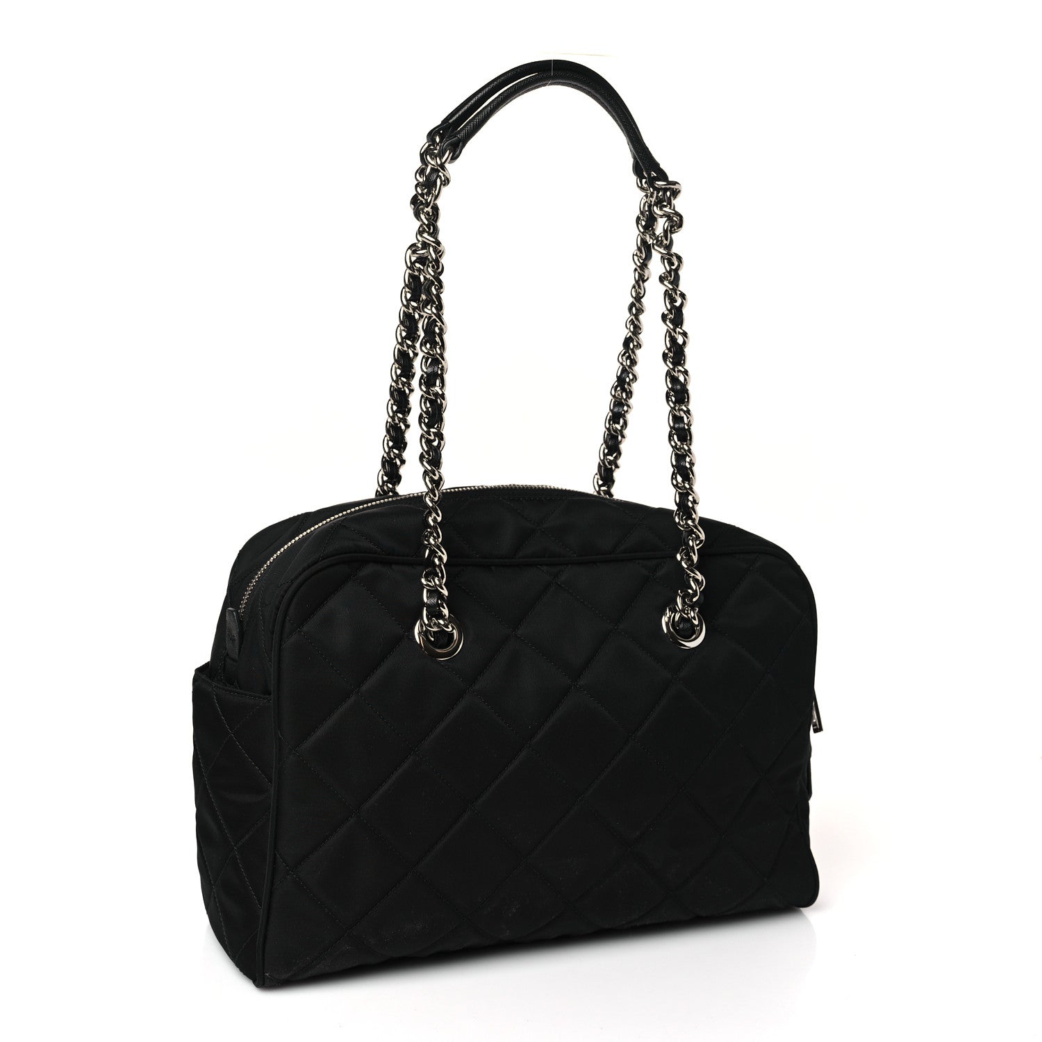 Prada Nylon Tessuto Impuntu Quilted Shoulder Bag Black 3 of 8