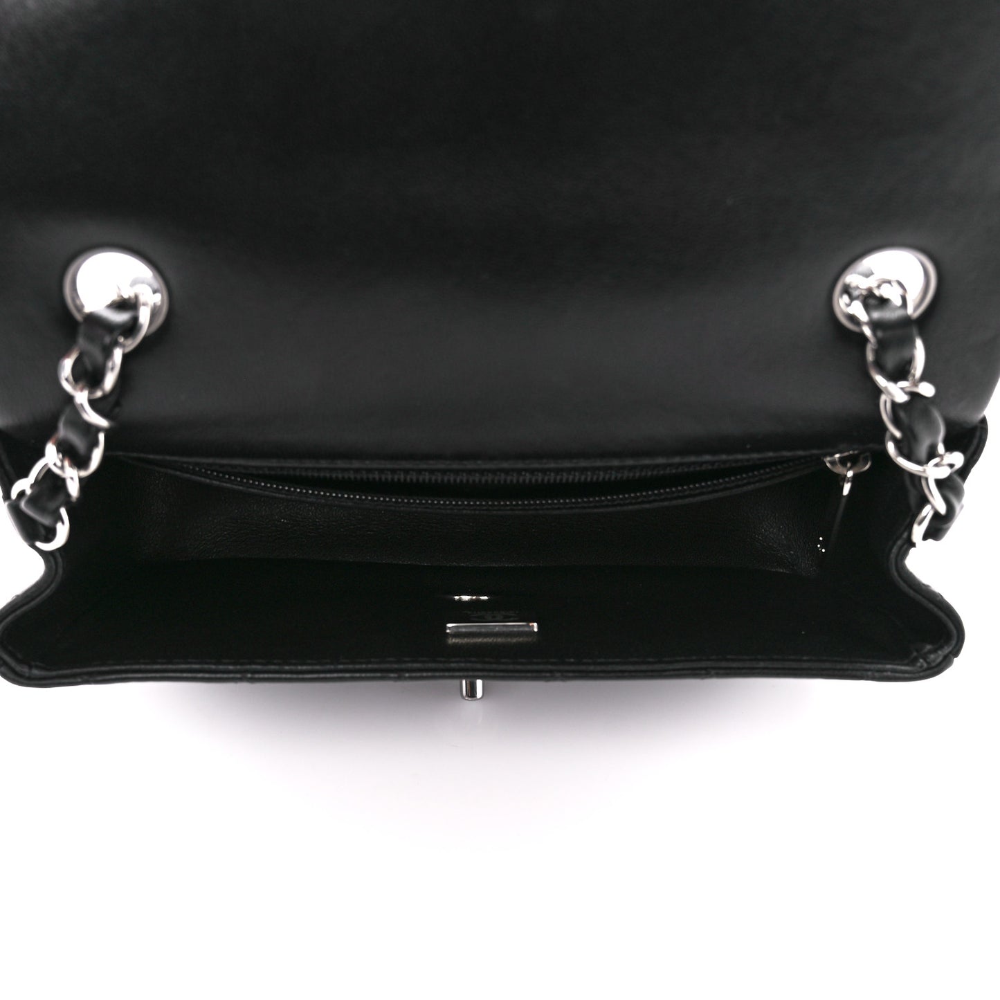 Lambskin Quilted Mini Rectangular Flap Black