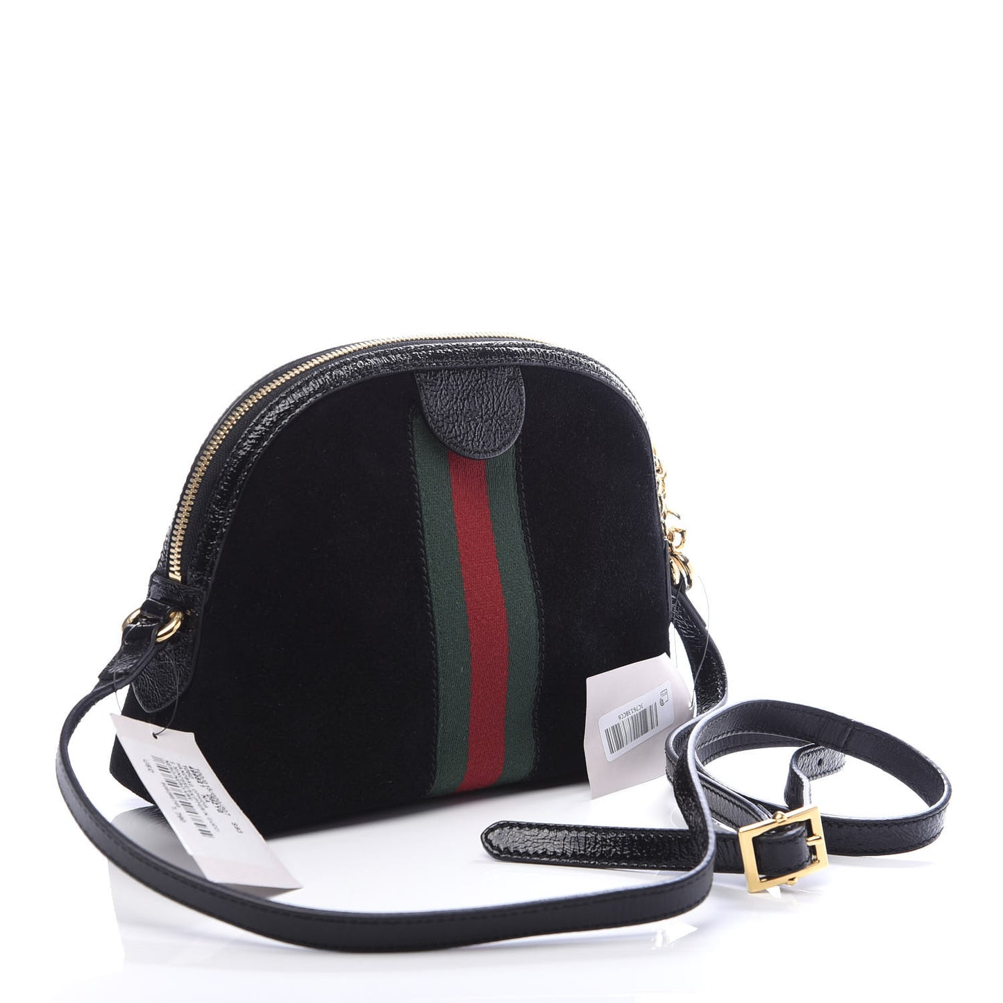 Suede Patent Web GG Small Ophidia Dome Shoulder Bag Black