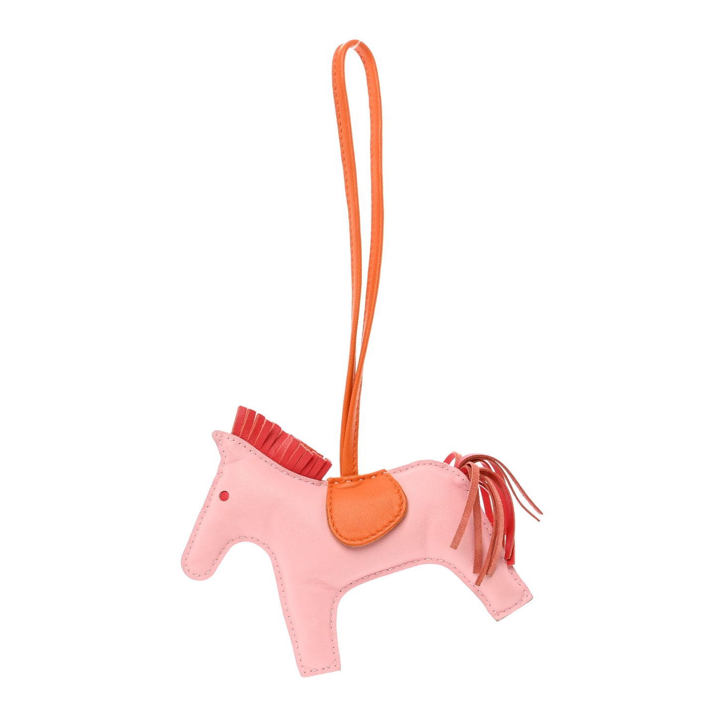 Milo Lambskin Grigri Rodeo Horse Bag Charm GM Rose Sakura Bougainvillea Orange