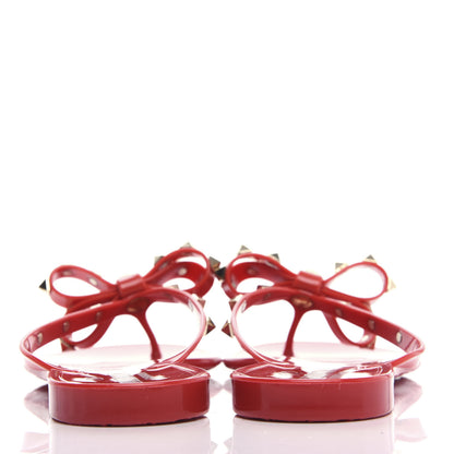 Valentino Garavani PVC Jelly Rockstud Bow Thong Sandals 40 Rosso Valentino 7 of 10