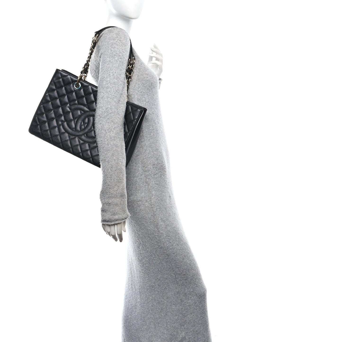 Caviar Quilted Grand Shopping Tote GST Black