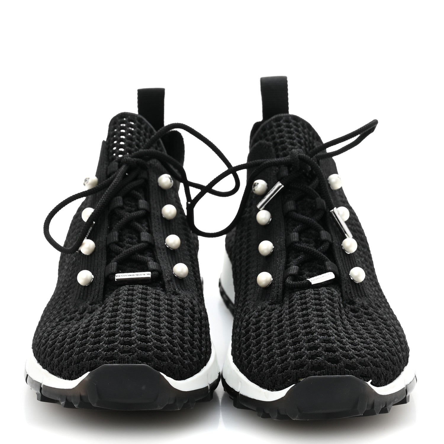 Jimmy Choo Veles Knit Pearly Lace Up Sneaker 40 Black 3 of 9