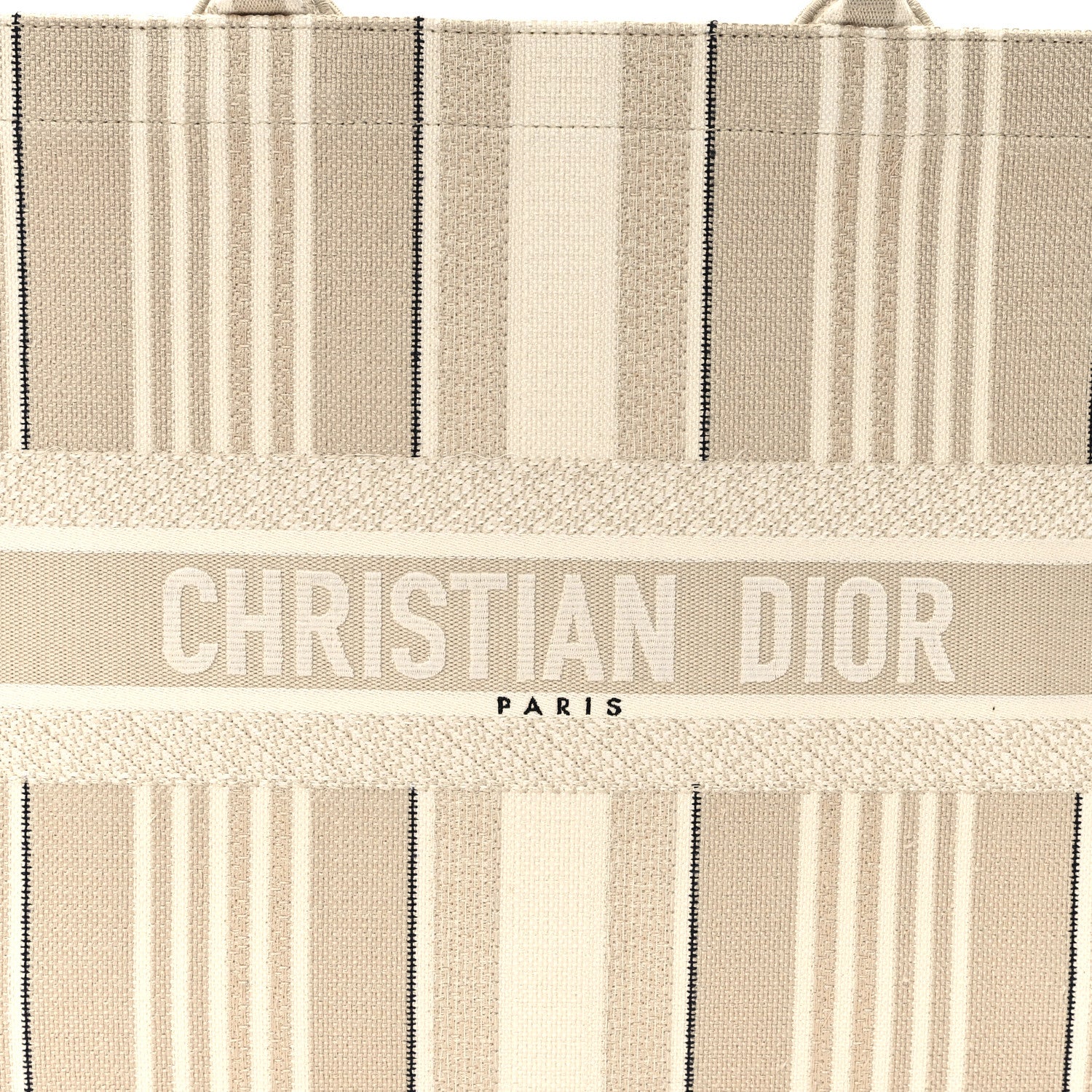 Christian Dior Canvas Embroidered Large Stripes Book Tote Beige 8 of 11