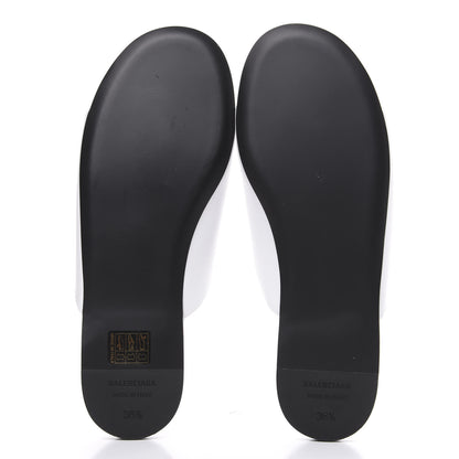 Balenciaga Shiny Sheepskin Oval BB Mule Sandals 36.5 White 5 of 9