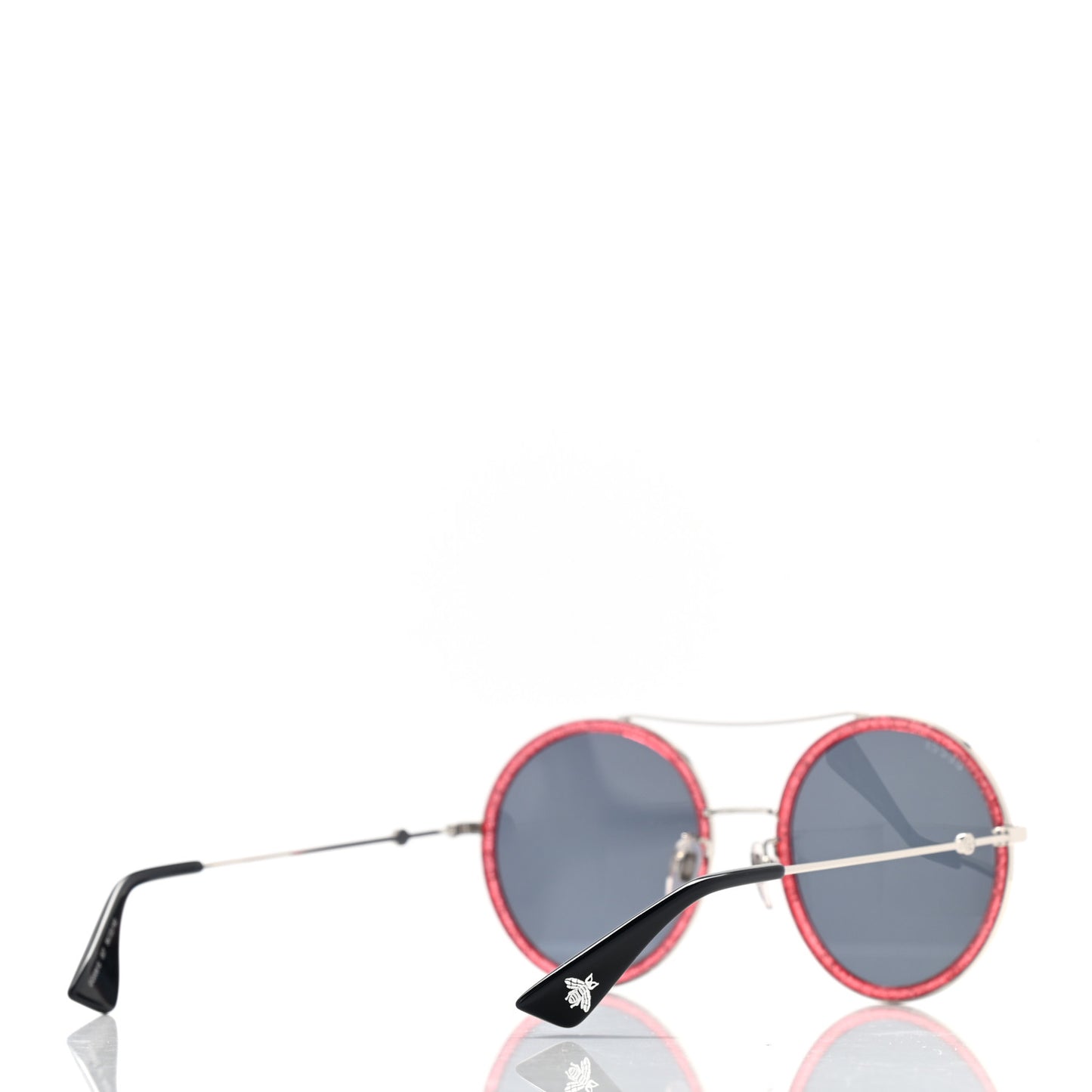 Metal Round Frame Glitter Sunglasses GG0061S Red