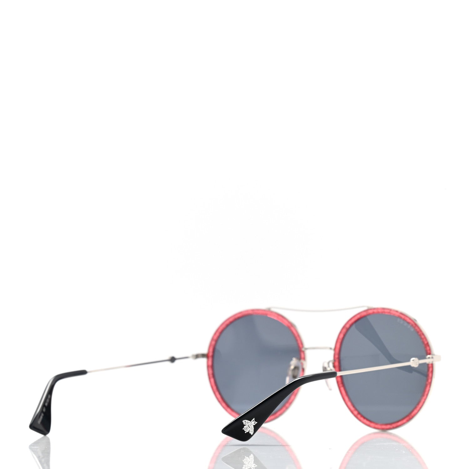 Gucci Metal Round Frame Glitter Sunglasses GG0061S Red 3 of 6