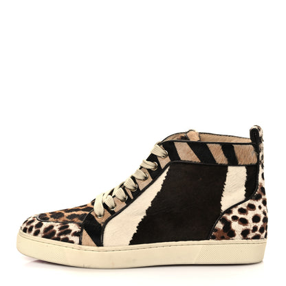 Christian Louboutin Calf Hair Animal Print Rantus Orlato Flat Sneakers 38.5 Multicolor 1 of 8