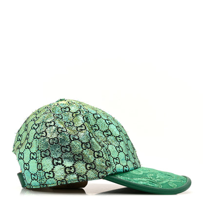 Gucci Silk Blend Jacquard Monogram Santa Barbara Baseball Hat S  Green Black Radiant 5 of 11