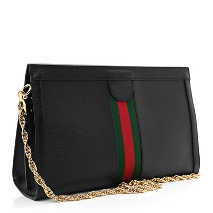Gucci Textured Calfskin Web Medium Ophidia Chain Shoulder Bag Black 3 of 10