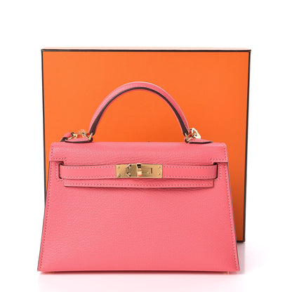 Hermes Chevre Mysore Mini Kelly Sellier 20 Rose Lipstick 29 of 29