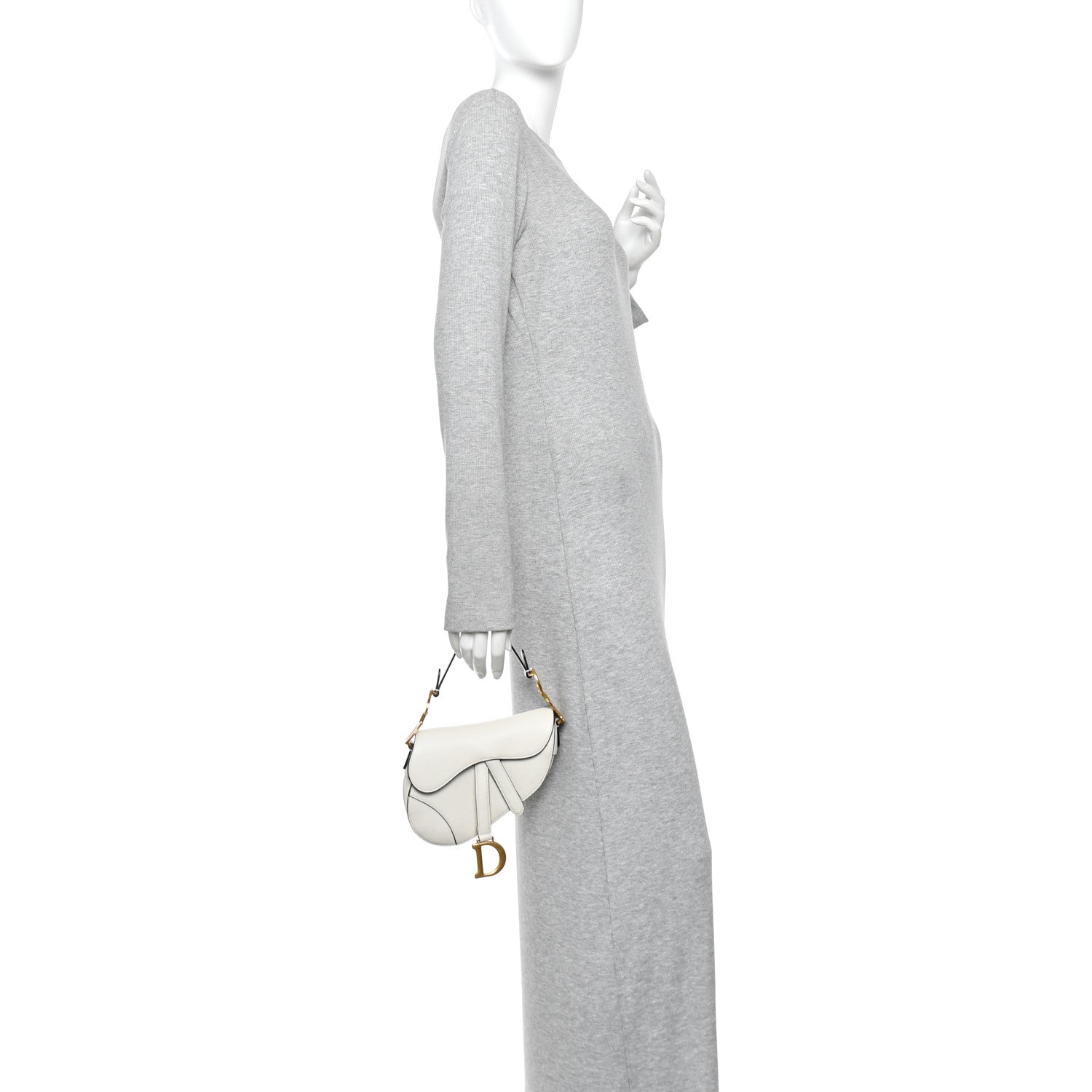 Christian Dior Grained Calfskin Mini Saddle Bag White 2 of 10