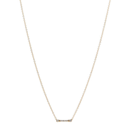 Tiffany 18K Yellow Gold Diamond Fleur de Lis Key Bar Pendant Necklace 1 of 6