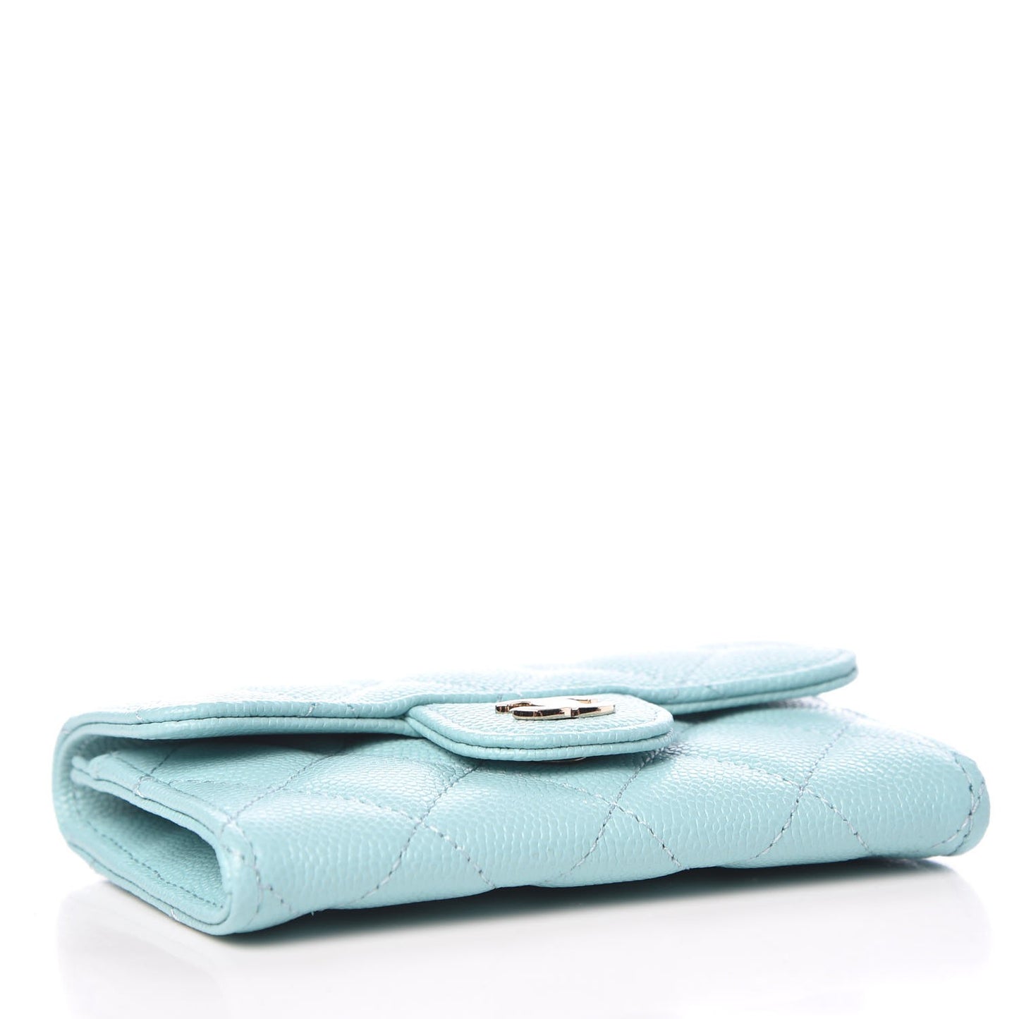 Caviar Quilted Card Holder Light Blue