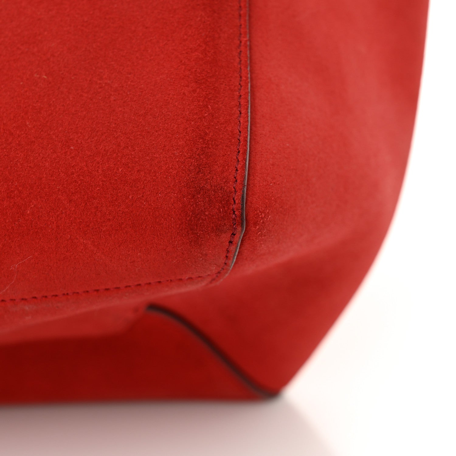 Celine Suede Calfskin Sangle Bucket Bag Red 11 of 11