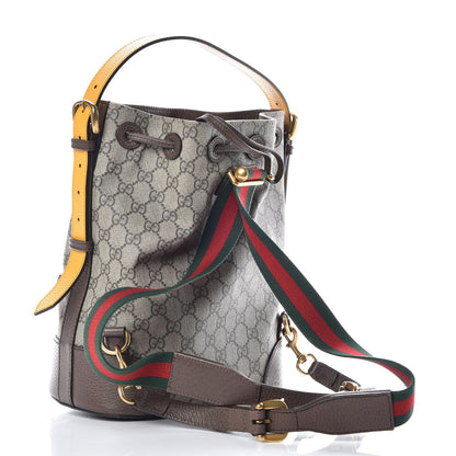 Gucci GG Supreme Monogram Neo Vintage Drawstring Bucket Backpack Beige New Acero Crop 3 of 10
