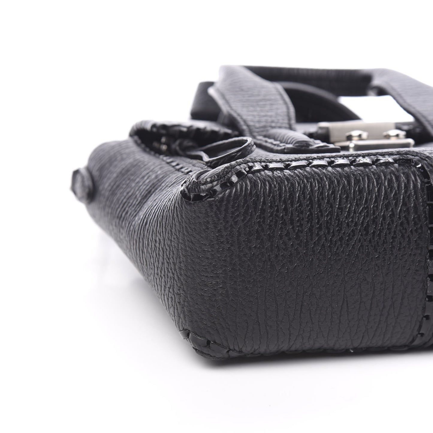3.1 Textured Calfskin Mini Whipstitch Pashli Satchel Black