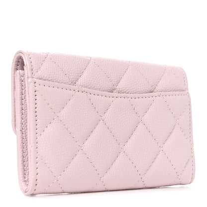 Chanel Caviar Quilted Flap Card Holder Wallet Light Pink 3 of 9