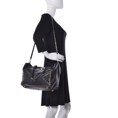 Valentino Garavani Vitello Medium Rockstud Tote Black 2 of 10