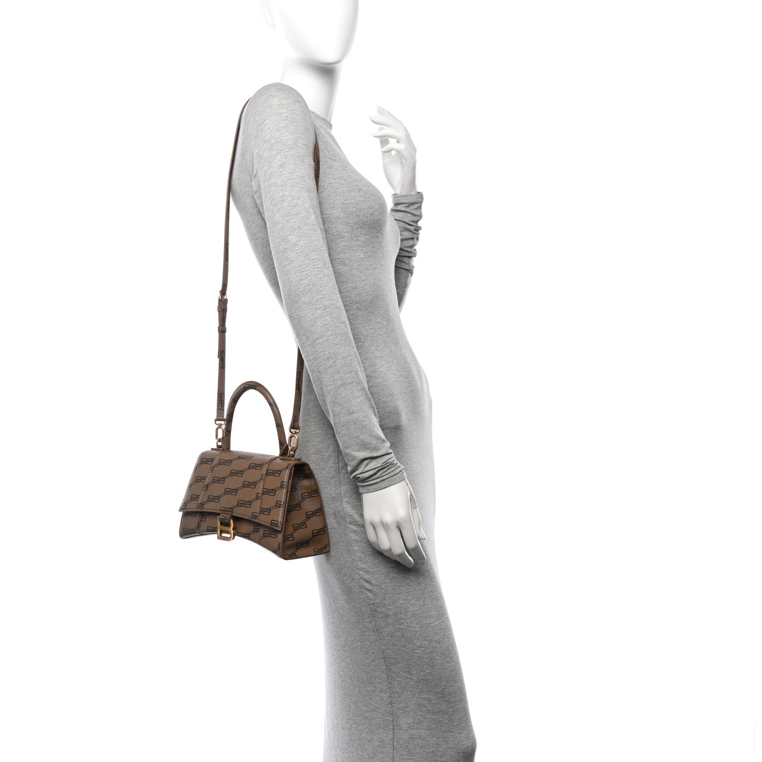 Balenciaga Coated Canvas BB Monogram Small Hourglass Top Handle Bag Beige Brown 2 of 11