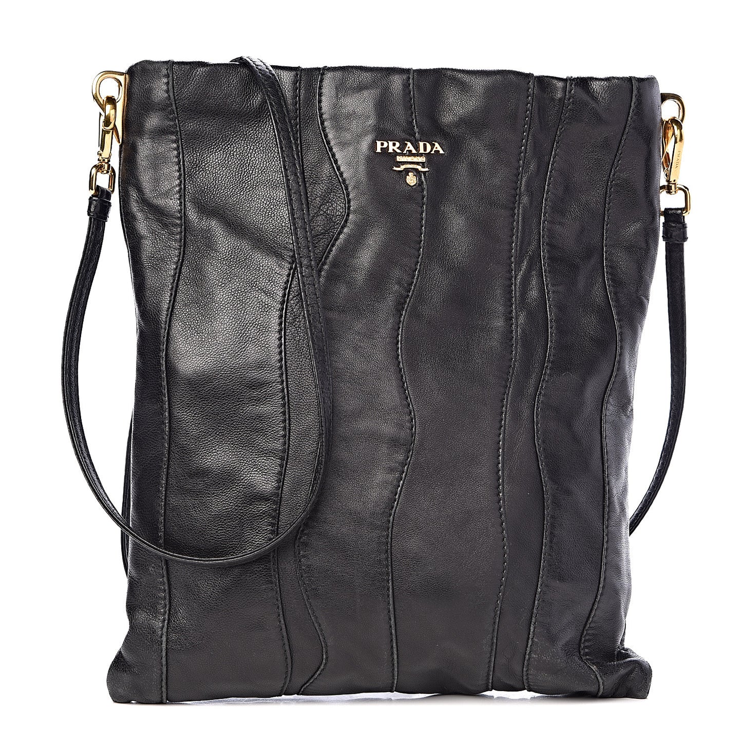 Nappa Stripes Crossbody Bag Black