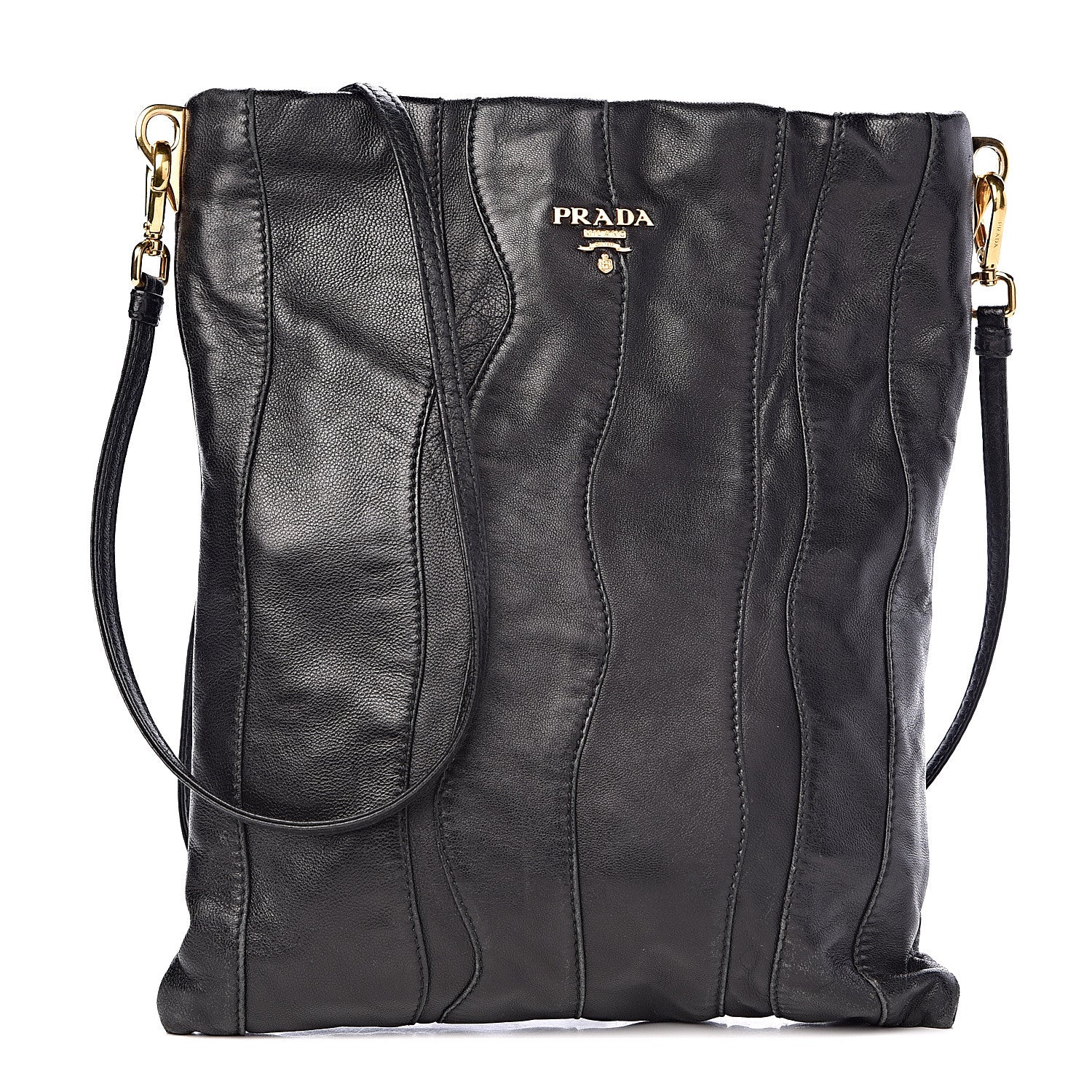 Prada Nappa Stripes Crossbody Bag Black 1 of 9