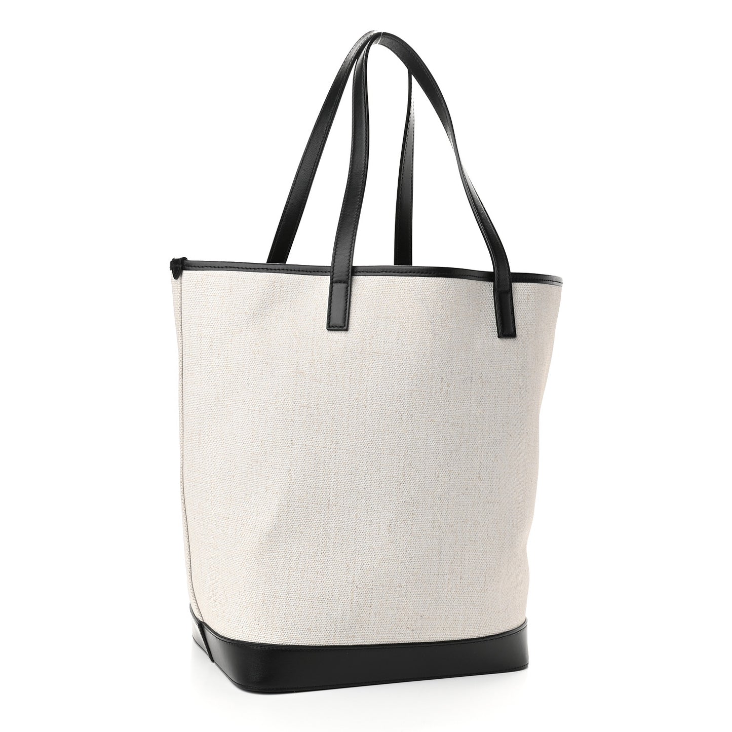 Canvas Calfskin Teddy Drawstring Shopping Tote White Black