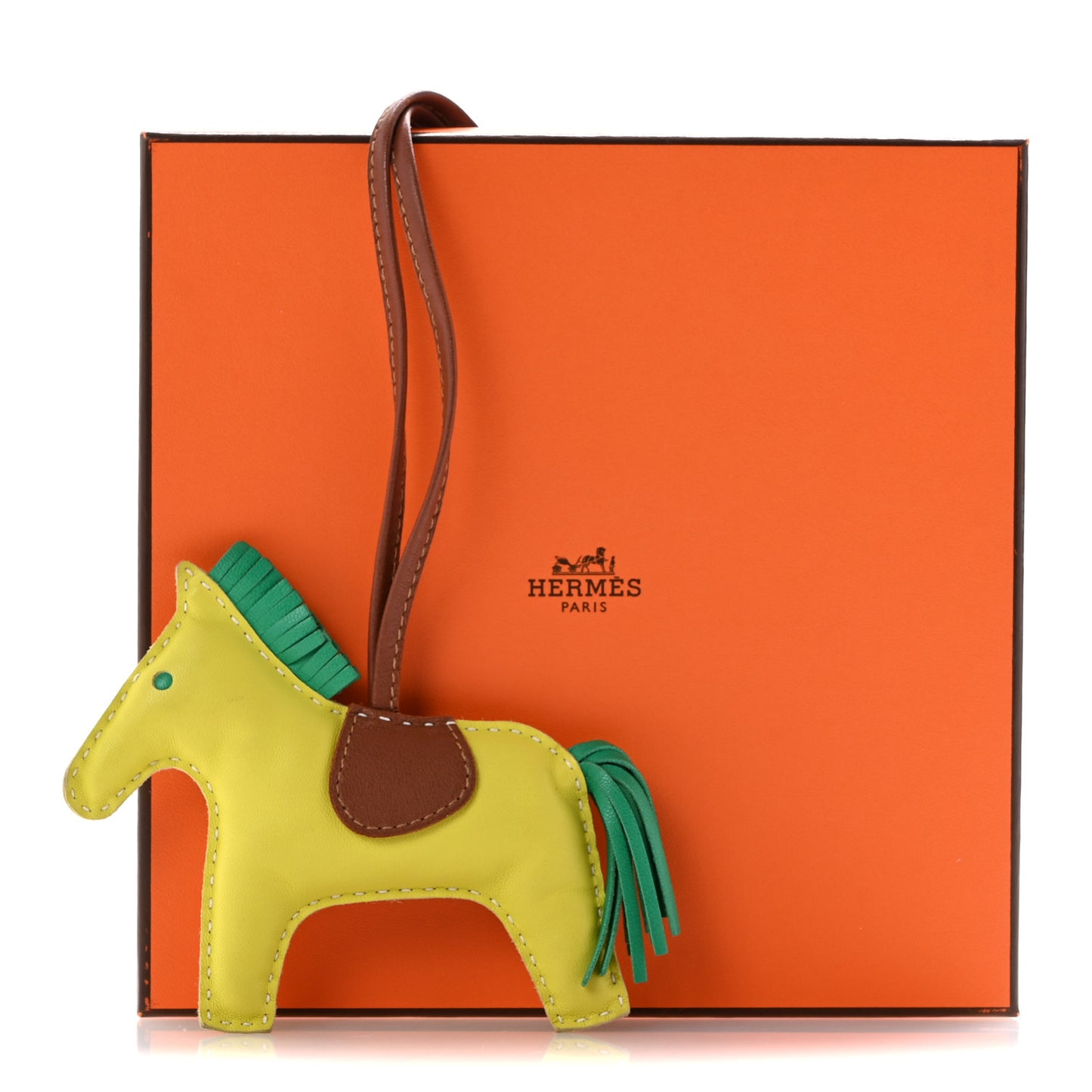 Milo Lambskin Grigri Rodeo Horse Bag Charm MM Lime Menthe Fauve