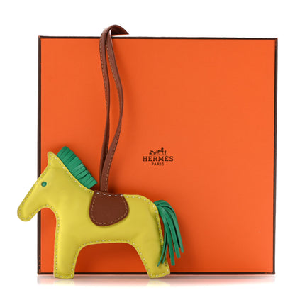 Hermes Milo Lambskin Grigri Rodeo Horse Bag Charm MM Lime Menthe Fauve 5 of 5