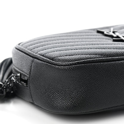 Saint Laurent Grain De Poudre Matelasse Monogram Mini Lou Camera Bag Black 8 of 9