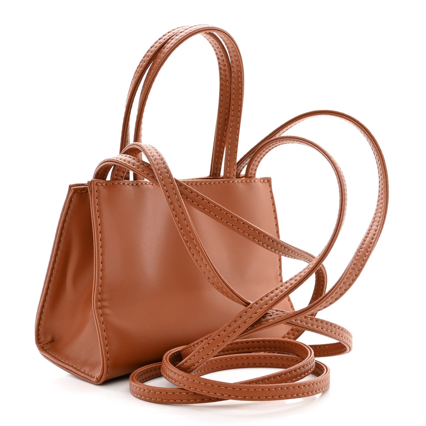 Vegan Leather Small Shopping Bag Tan